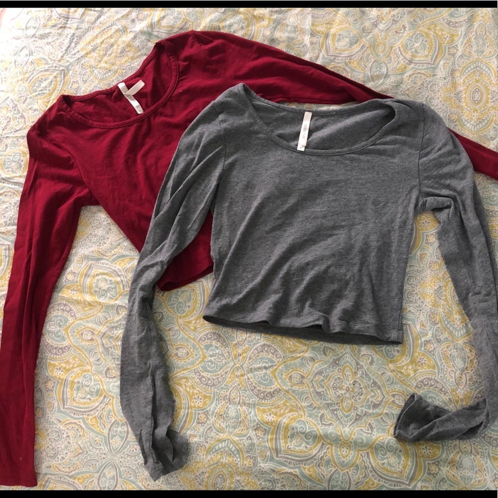 2 long sleeve cropped tops SOLD
